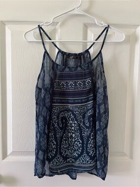 Cure Navy Print Spaghetti-Strap Top